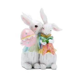 Decorazioni per coniglietti pasquali ornamenti per coniglietti primaverili figurine natalizie per feste a casa vacanze simpatico coniglietto coppia ornamento regalo
