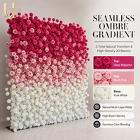 Panneau mural de fleurs artificielles Uvenue, dégradé bordeaux, rose et blanc, toile de fond florale pour mariage, photomaton, événement, fête