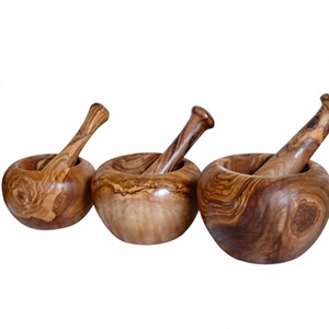 Ensemble mortier et pilon en bois fait main, capacité 300 ml, qualité supérieure, pour herbes, épices, ail, poivre, gingembre, outil durable pour aliments et herbes - Product Image 1