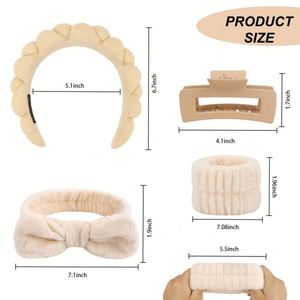 Soft Cable-Knit Cloud Headband & Wristband Set Cute Face Wash Spa Makeup Hair Hoop Handmade Skincare Accessories <b>Gift</b> - Product Image 6