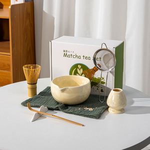 Hot Selling Matcha Whisk Set Ceramic Bowl & Whisk Holder Stainless Steel Sifter Bamboo Whisk Scoop Matcha Tool for <b>Tea</b> Lovers - Product Image 1