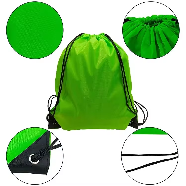 High quality custom logo polyester drawstring backpack bag for travel