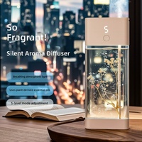 Diffuseur d'huiles essentielles, diffuseur d'arômes 280 ml, design fleurs préservées, cinq modes de pulvérisation, salle de bain, bureau, fabrication OEM ODM personnalisée