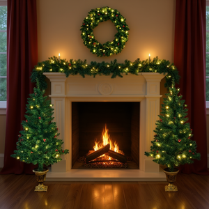 Juego de decoración navideña, guirnalda de 4 piezas, árboles de Navidad, estilo tradicional, material de algodón duradero - Product Image 2