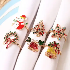 New Christmas Tree Napkin Rings With Snowflake Bell Snowman Paper Napkin Ring