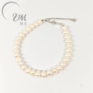 Bracelet de perles d'eau douce quotidiennes simples en argent sterling 925 pour maman - Product Image 1