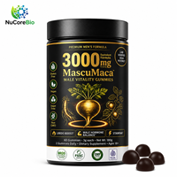 Gummies Triple Extrait de Maca 3000mg pour Hommes – Haute Puissance, Énergie, Endurance, Force, Vitalité, Équilibre Hormonal, Sans Gluten