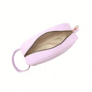 Sac de voyage en velours côtelé de haute qualité, grande capacité, avec fermeture éclair, couleur unie, pour cosmétiques et maquillage – Offre spéciale - Product Image 4
