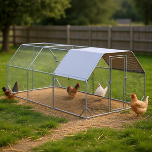 Poulailler Argenté 18.7x9.2x6.4 pieds avec enclos de plain-pied et toit pour 15-18 poules, équipement avicole de jardin - Product Image 2