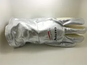 CASTONG Resisting 350 Degree Centigrade Meta-aramid Felt And Aluminum Foil Heat Insulated Aluminized Gloves For Industrial Oven