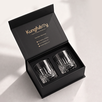 Verres à whisky en cristal rigides magnétiques noirs de qualité supérieure personnalisés, avec boîte cadeau et insert en mousse