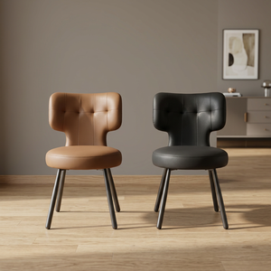 Silla Moderna de Salón en Cuero PU con Respaldo Acolchado y Patas Metálicas, Diseño de Mediados de Siglo, Muebles para el Hogar - Product Image 1