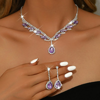Diamant-Strass-Halskette und Ohrringe Set für Damen, 2-teilig, Tropfenförmiger Kristall, V-förmig, Brautschmuck, Hochzeit, Abschlussball, Party, Schmuckset, Geschenk