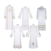 Tunique blanche pour prêtre, pasteur, ministre, robe de cérémonie catholique, costume de clergé, robe d'église