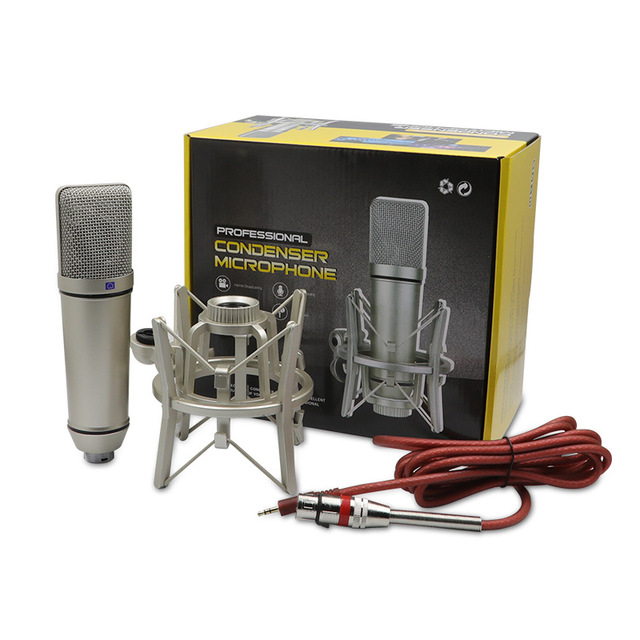 Lengtion Customized U87 Wireless 2-Channel Suspension Condenser Microphone Live Broadcast Kit Large Diaphragm Cross-Border