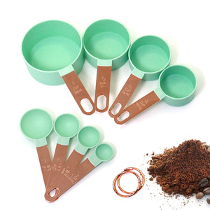 Stainless Steel Handle <b>Measuring</b> <b>Spoon</b> Plastic <b>Measuring</b> Cup Set of 8 Pieces Gold Handle <b>Measuring</b> <b>Spoon</b> with Scale - Product Image 1