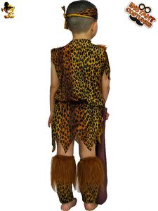 Disfraz de hombre cavernícola para niño, mono sin mangas con cuello redondo y estampado animal, con diadema y muñequeras, cosplay - Product Image 4