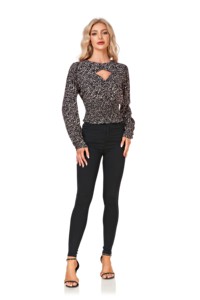 100% rayonne imprimé manches longues chemisier haut mode femme - Product Image 4