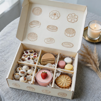 Boîte d'emballage personnalisée en papier recyclé pour biscuits, gâteaux, beignets, pâtisseries, desserts, avec séparateurs pour cadeaux