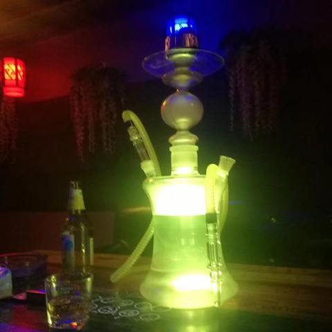 Flared glass base + Yellow and Blue LED light