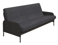 Canapé-lit futon moderne en tissu gris foncé, convertible et pliable, avec pieds en fer, pour la maison