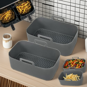 Naike – Doublures réutilisables en silicone pour friteuse à air, 20 cm x 12 cm, résistantes à la chaleur, plats de cuisson rectangulaires compatibles Ninja Tower et Russell - Product Image 2
