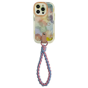 Coque de téléphone anti-chute pour <span class=keywords><strong>iPhone</strong></span> 14, 15 Pro, 12 Pro, avec bracelet coloré motif cœur graffiti et visière intégrée, nouvelle collection - Product Image 4