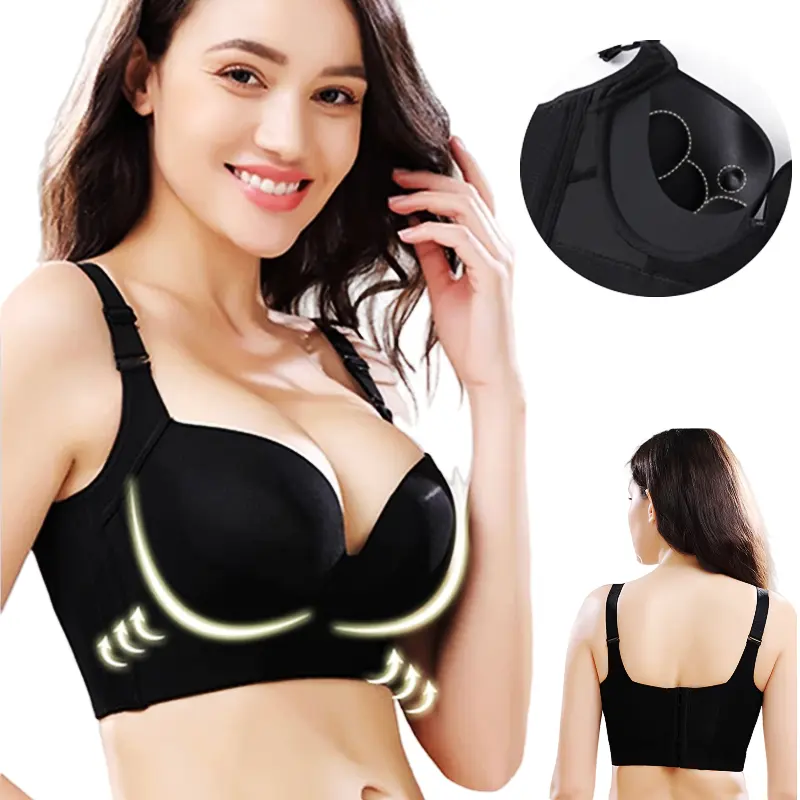 Push Up Bras Women Deep Cup Hide Back Fat Underwear Lingerie Shaper Incorporated Full Coverage Back Closure Lady Bras