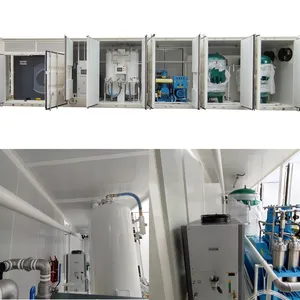 A máquina de fazer oxigênio do hospital da planta do gás do oxigênio com cilindro enchendo planta no recipiente