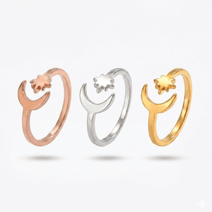 Anillos Ajustables de Acero Inoxidable Chapados en Oro de 18K, Resistentes al Agua y al Deslustre, con Diseño de Flor Infinita, para Mujer, Joyería de Playa para Verano - Product Image 1