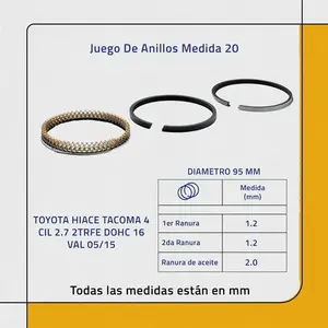Juego de 20 anillos de pistón para Toyota Hiace 4 cilindros 2.7 DOHC 16V 05/15 - Product Image 2
