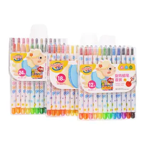 儿童无毒扭转蜡笔套装儿童着色套装24色蜡笔