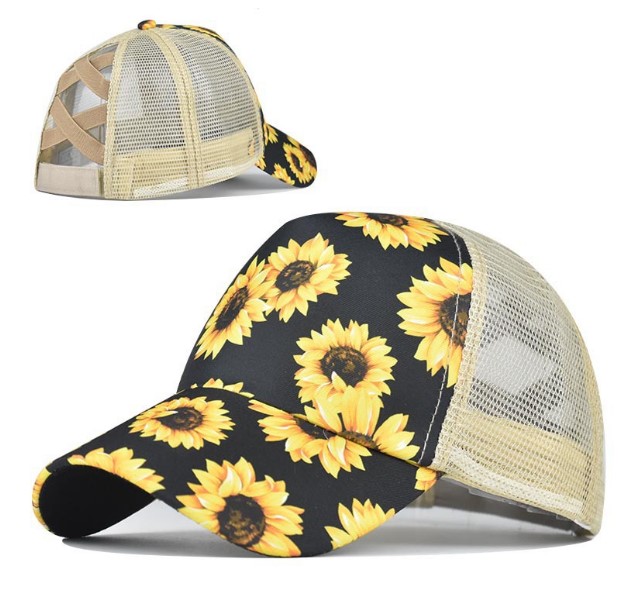 Бейсболки с рисунком в клетку, сетчатые кепки с рисунком пони, кактуса, подсолнуха, пучковые высокие булочки, кепки для хвоста