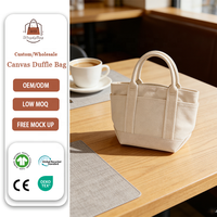 Tas Tote Kasual Sehari-hari dengan Logo Custom, Tas Jinjing Kecil Modis, Tas Organizer Ringan dan Kompak, Tas Duffel dengan Kancing Penutup