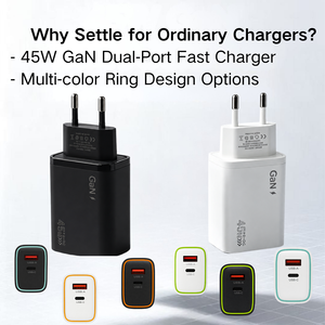 Chargeur mural GaN 45W, double port A+C, charge rapide, adaptateur secteur compact pour <span class=keywords><strong>smartphone</strong></span>, tablette, ordinateur portable, compatible OEM - Product Image 2