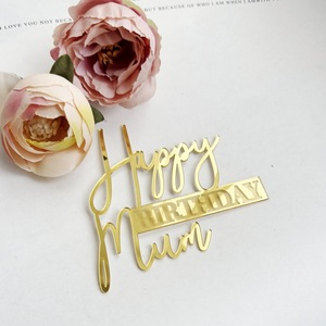 Décoration de gâteau d'anniversaire joyeux anniversaire <span class=keywords><strong>maman</strong></span> et papa gâteau acrylique plaque enfichable gâteau topper fête des pères - Product Image 5