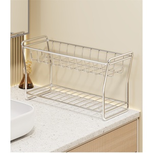 Meuble de salle de bain d'angle moderne avec étagère de rangement multifonction en alliage de zinc à côté de l'évier pour usage hôtelier - Product Image 2