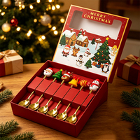 Cuillères à dessert personnalisées avec manche de dessin animé de Noël, style mignon, ensemble de cuillères et fourchettes de Noël, fourniture d'usine, couverts en acier inoxydable