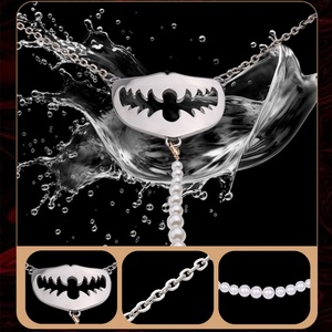Pantalon harnais sans entrejambe à dents de monstre pour femmes, stimulateurs de friction clitoridienne, chaîne bijou pour le corps féminin, jouets fétichistes BDSM - Product Image 5