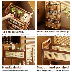 Étagère à collations en bambou <span class=keywords><strong>de</strong></span> luxe léger, <span class=keywords><strong>chariot</strong></span> <span class=keywords><strong>de</strong></span> rangement mobile sur roulettes pour salon, support <span class=keywords><strong>de</strong></span> rangement pour jouets sur pied - Product Image 3
