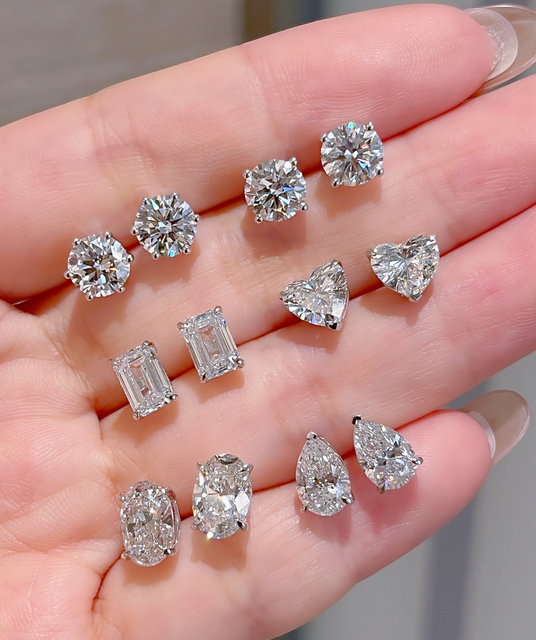 Classic Prong Setting 2CTW Lab Grown Diamond Stud Earrings 14K 18K Solid White Gold Fashion Fine Jewelry for Women Wedding Gifts