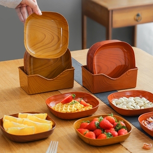 Popolare Vassoio Quadrato in Melamina Stile Cinese con Effetto Legno per Snack, Frutta Secca e Dolci - Product Image 5