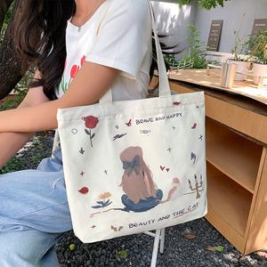 Sac de rangement pliable en toile grande capacité avec fermeture éclair, à bandoulière, design uni, pour usage quotidien, sacs de courses à transfert thermique - Product Image 4