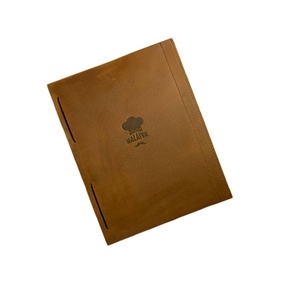 Tablero de Menú de Madera de Tilo con Cubierta de Cuero, Logotipo Grabado Personalizado para Restaurantes y Cafés, con Banda Elástica para Fijar el Portamenús - Product Image 3