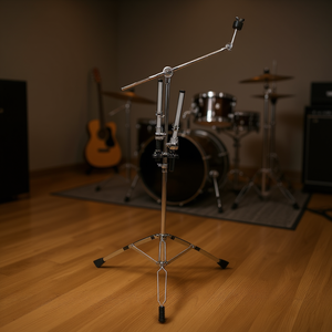 Soporte de doble tom tipo pedal, plateado y negro, ajustable para músicos - Product Image 2