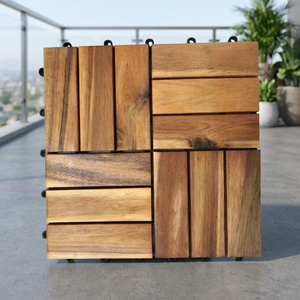 FSC Acacia Wood Decking <b>Tile</b> Resilient Durable Modern Design Style Outdoor Dining <b>Garden</b> Sets Aluminum Frame DT FURNITURE - Product Image 3