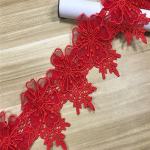 Aksesori Garmen Pita Jahit DIY Merah Kerajinan Jahit Larut Air Renda Poliester Pita Jahit Hiasan Renda - Product Image 3