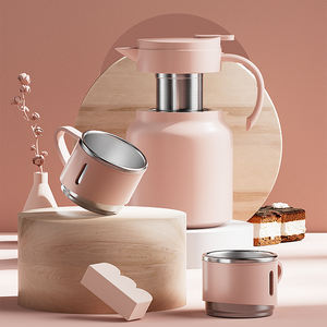 <span class=keywords><strong>Carafe</strong></span> à café thermique en acier inoxydable Double paroi Pot à vide Flacon Théière Filtre à eau amovible Gobelets en acier isolés - Product Image 2