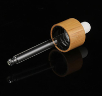 18/410 compte-gouttes en verre haut de pipette cercle de bambou naturel 18MM dessus de compte-gouttes noir à visser en bambou pour bouteilles d'huile essentielle