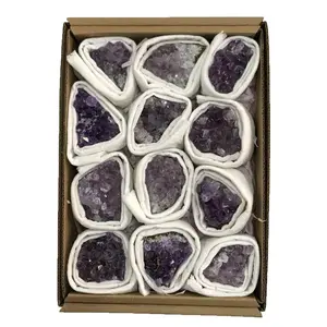 Wholesale Natural Raw Crystal Stone Rough Cluster Amethyst Bulk In Flat Box